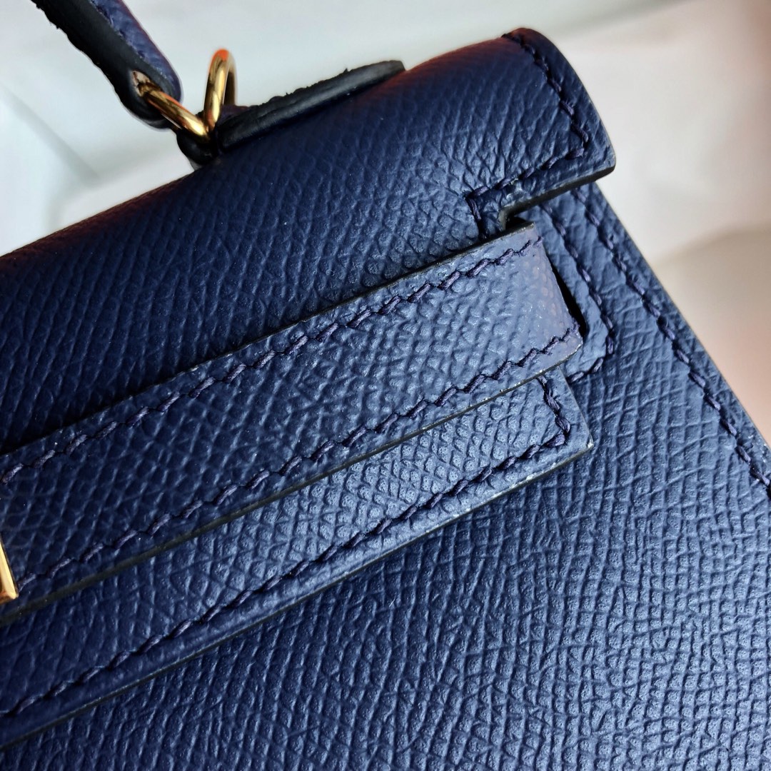 Hermes Kelly Mini II Bag 19CM In Dark Blue Epsom Leather